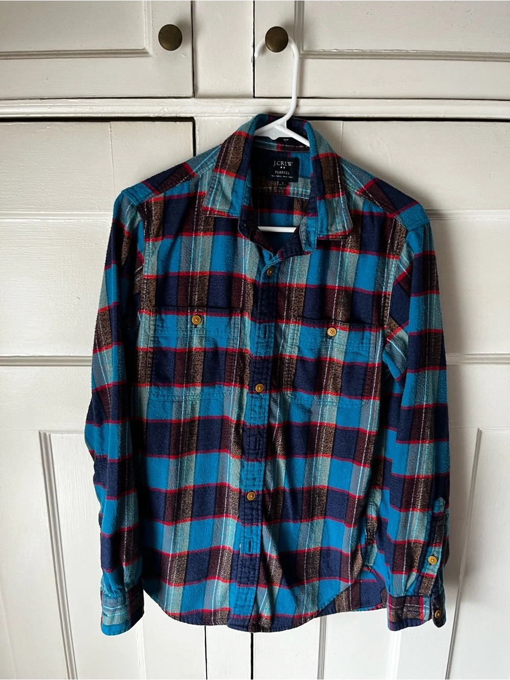 J. Crew - Slim Fit Red & Blue Plaid Flannel Shirt - Men’s Size S